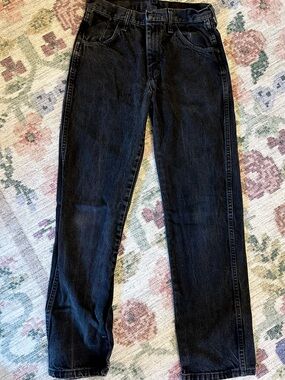 Rustler Vintage Denim Black Straight-Leg Jeans “501” style women’s altered waist